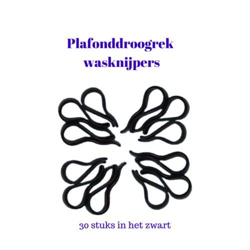 Plafonddroogrek wasknijpers zwart 30 stuks