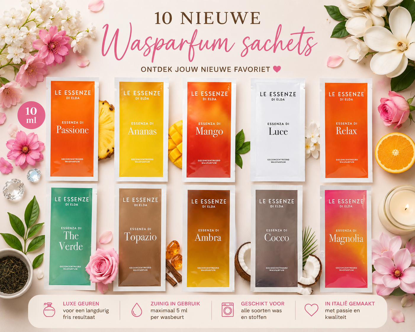 10 x nieuwste wasparfumgeuren le essenze di elda